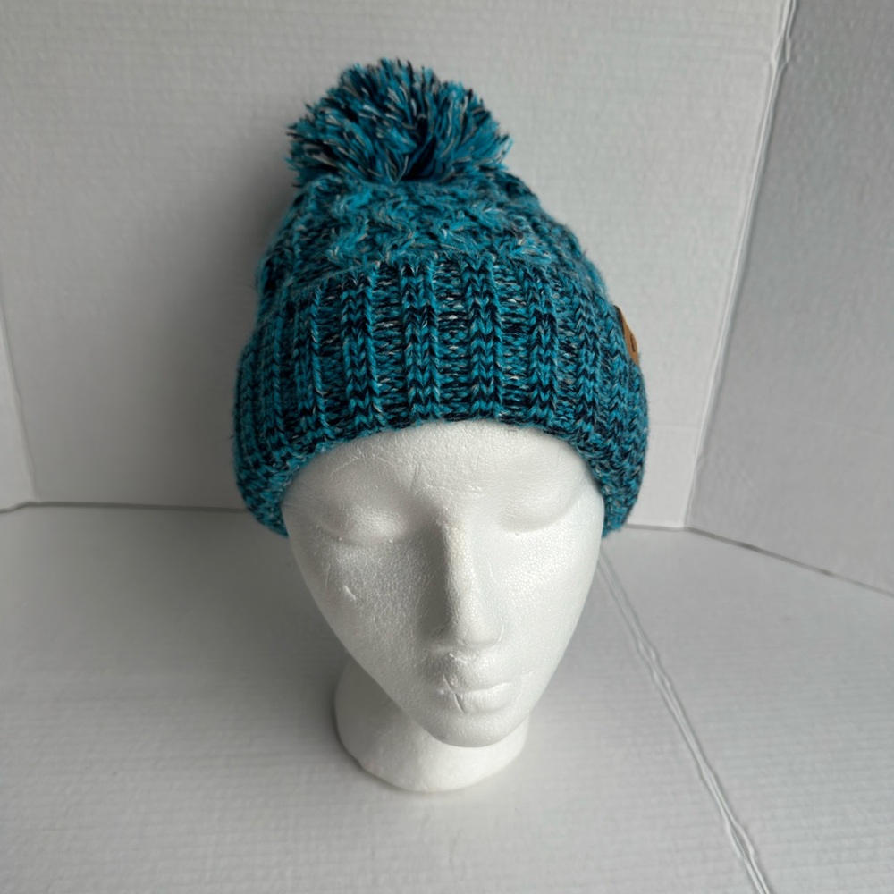 Teal Knit Pom-Pom Beanie